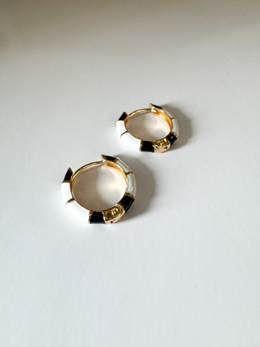 black & white enamel huggies