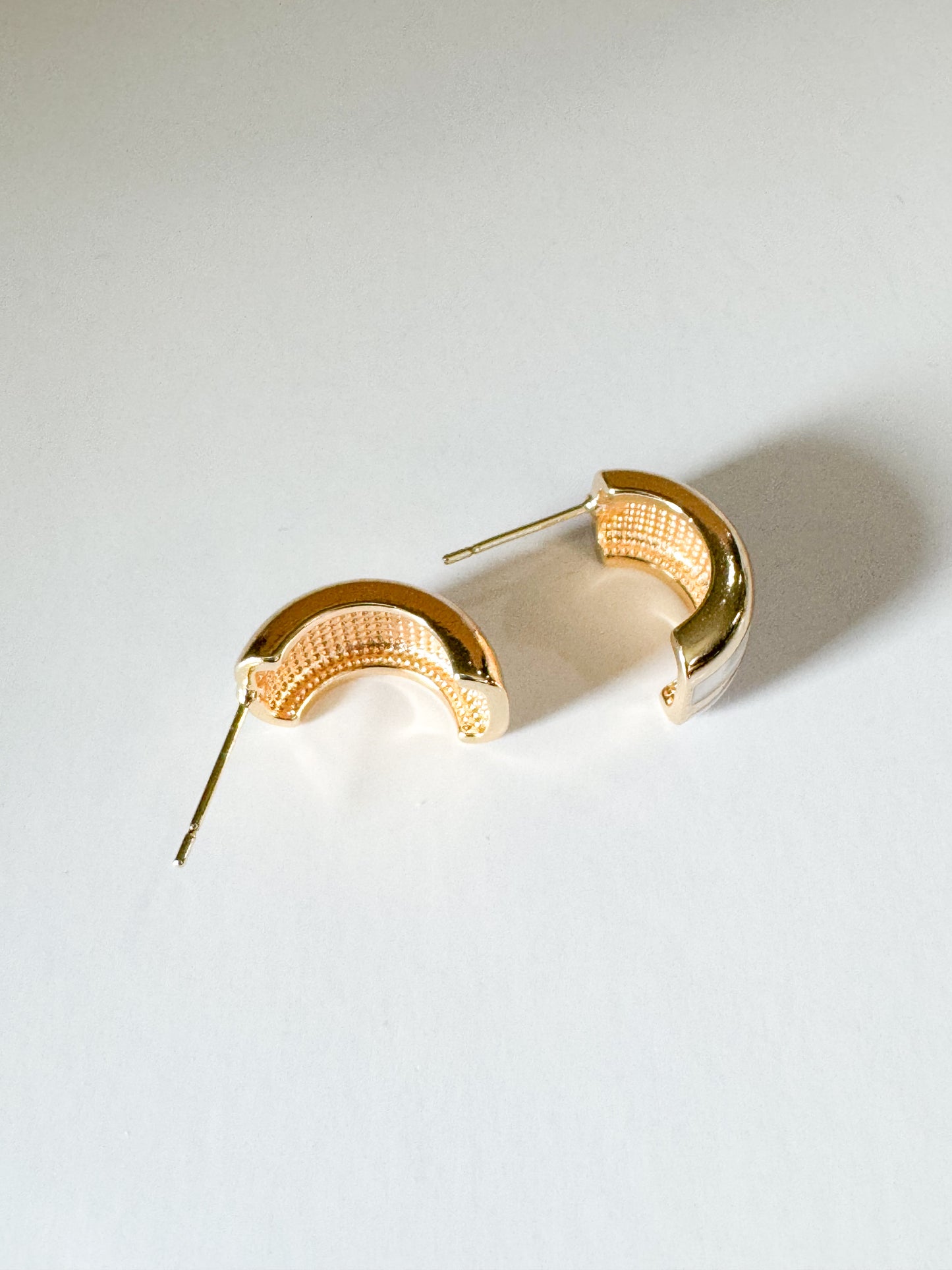 white enamel stud earrings