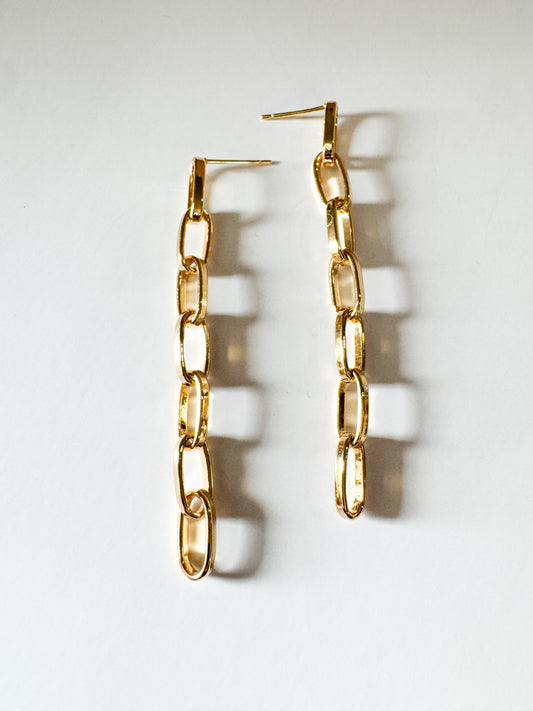 gold link earrings