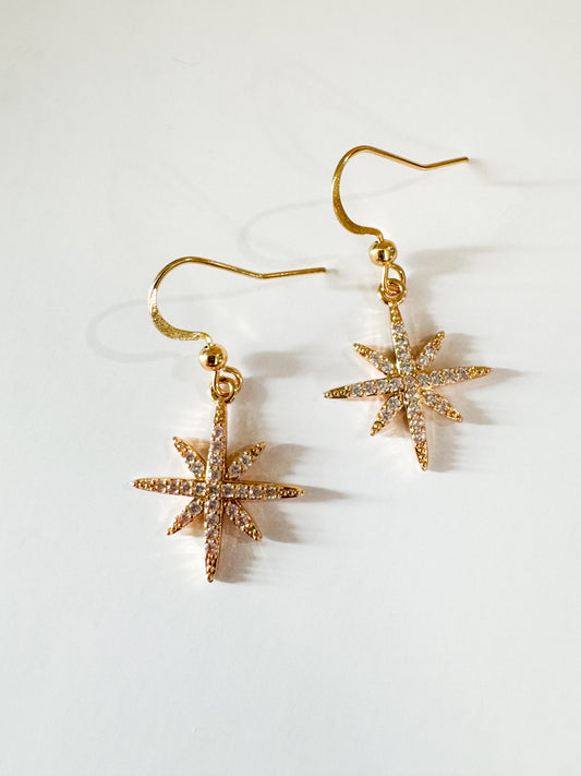 cubic zirconia gold star earrings
