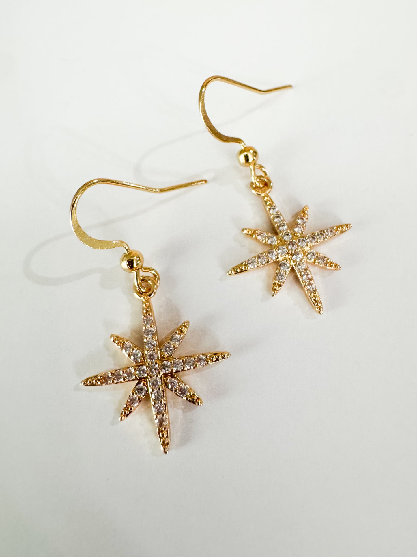 cubic zirconia gold star earrings
