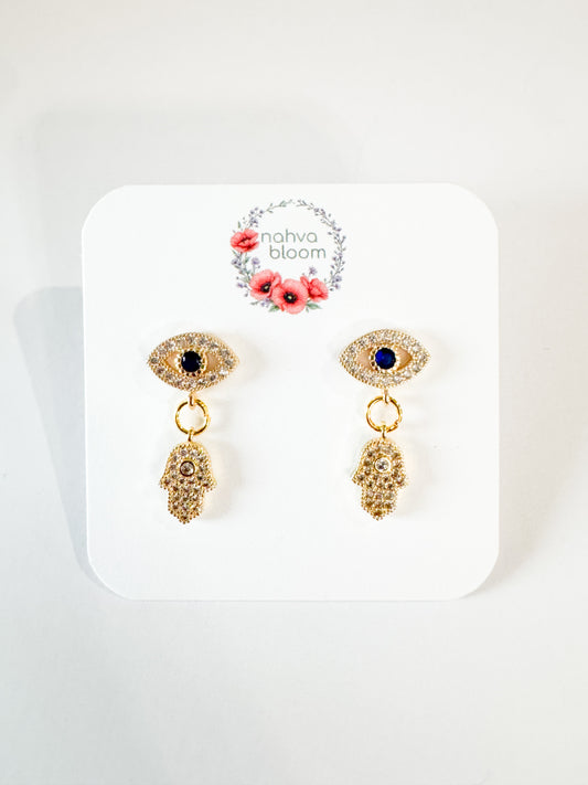 evil eye & hamsa hand earrings