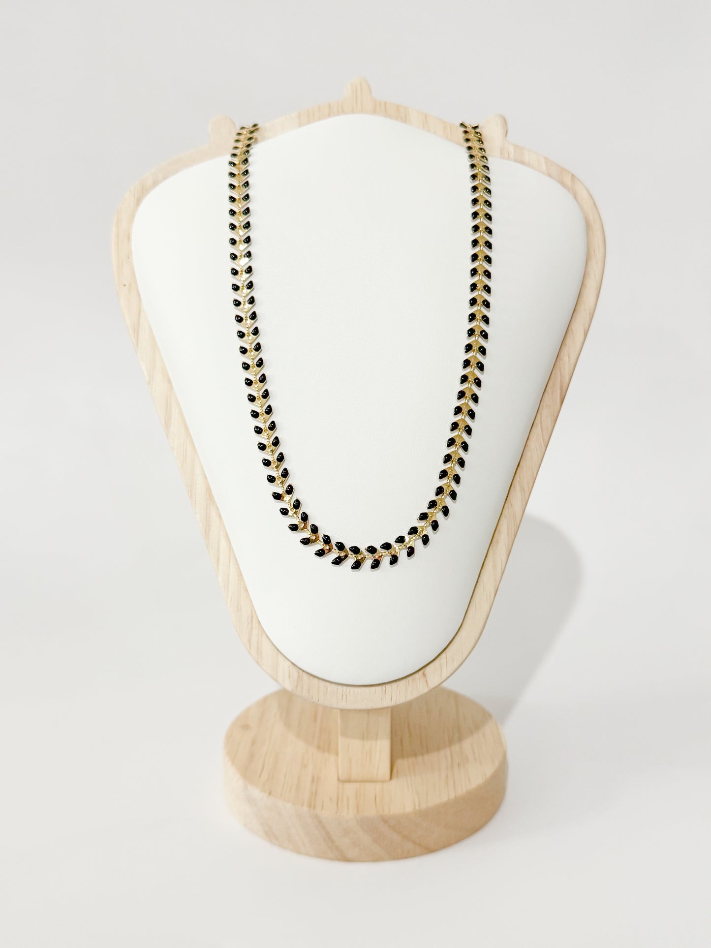 gold & black enameled chevron chain necklace