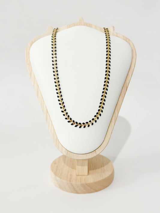 gold & black enameled chevron chain necklace