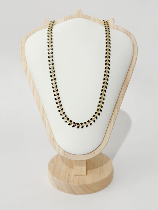 gold & black enameled chevron chain necklace