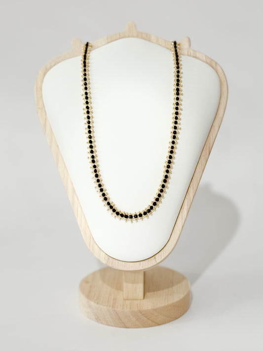 gold & black crystal glass rondelle beaded necklace