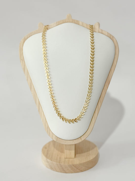 gold chevron leaf necklace