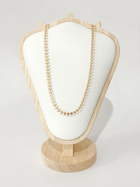 gold & white enamel chevron chain necklace