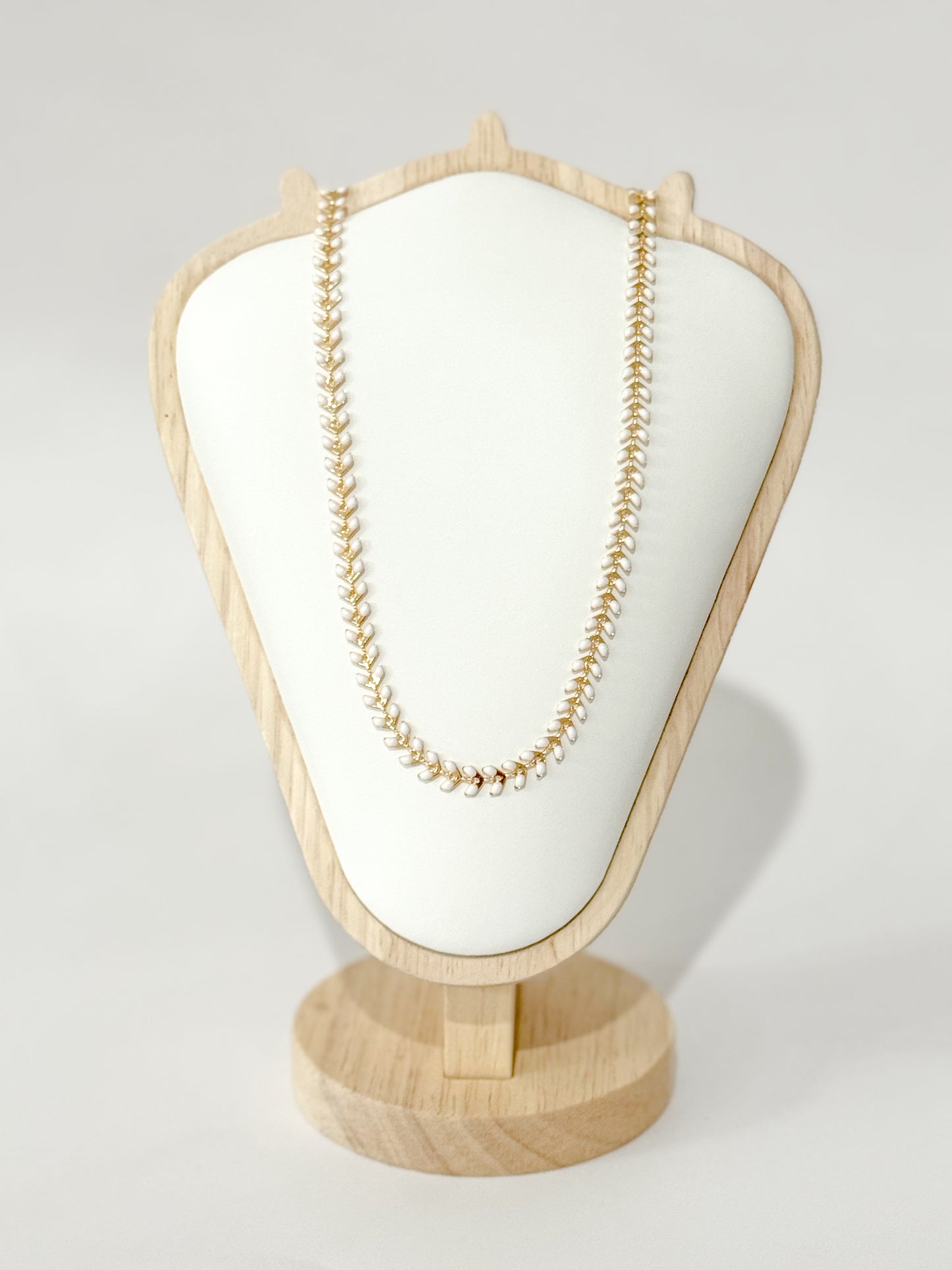 gold & white enamel chevron chain necklace