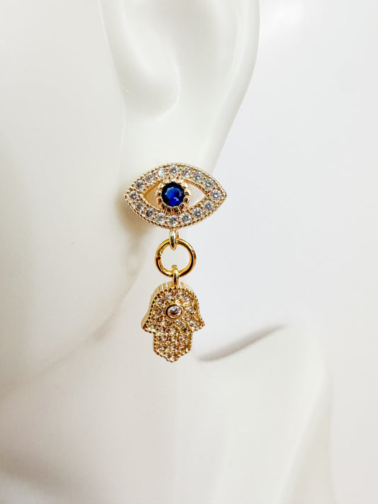 evil eye & hamsa hand earrings