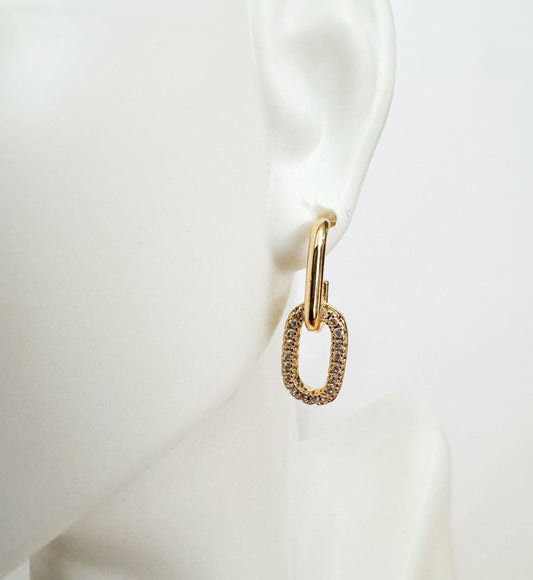 oval cubic zirconia pave earrings