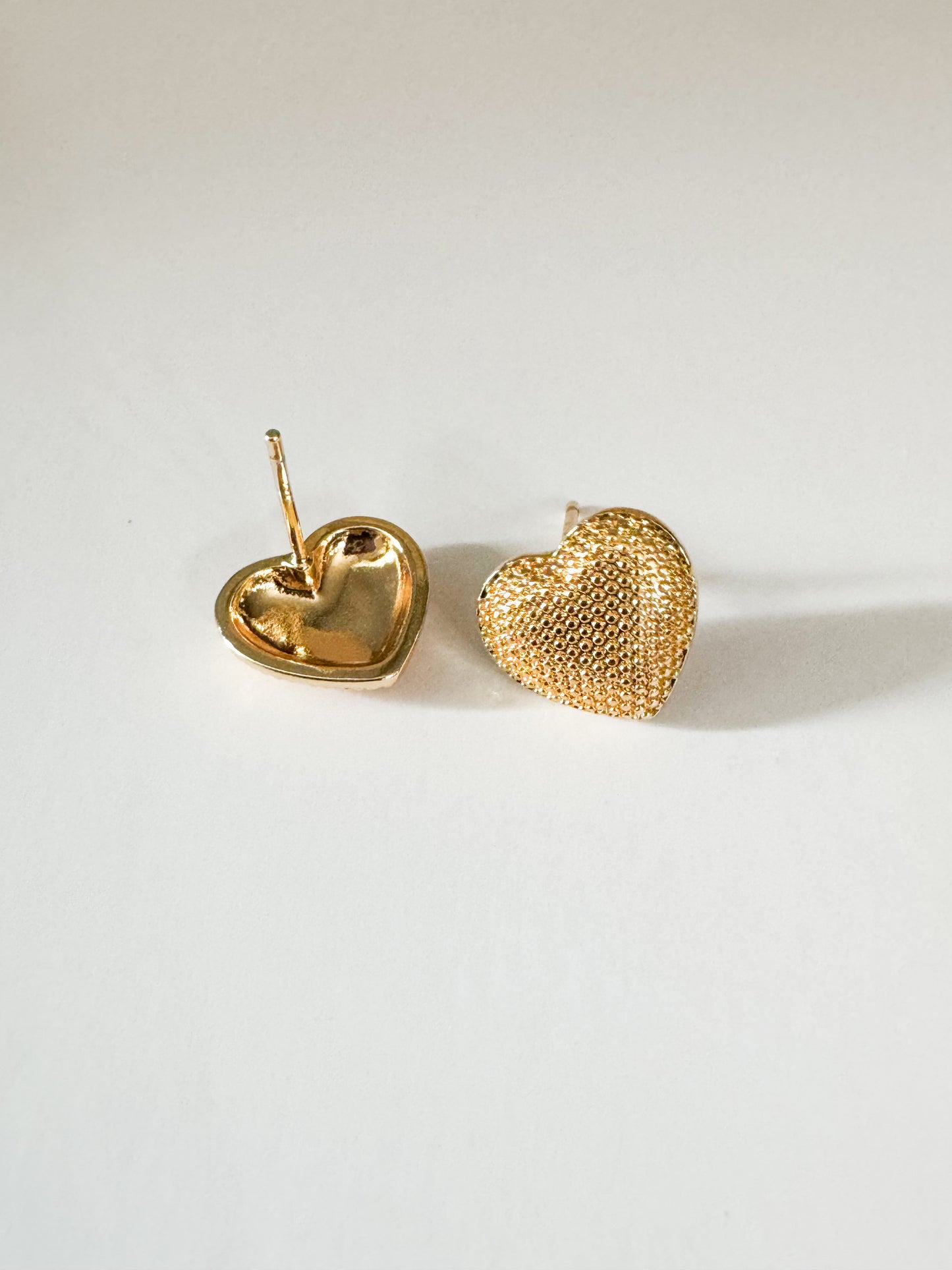 textured heart studs in gold