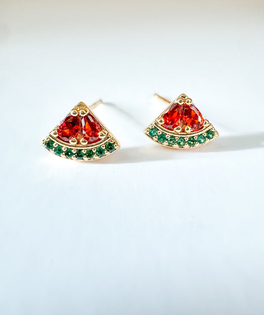 mini cubic zirconia pave watermelon studs