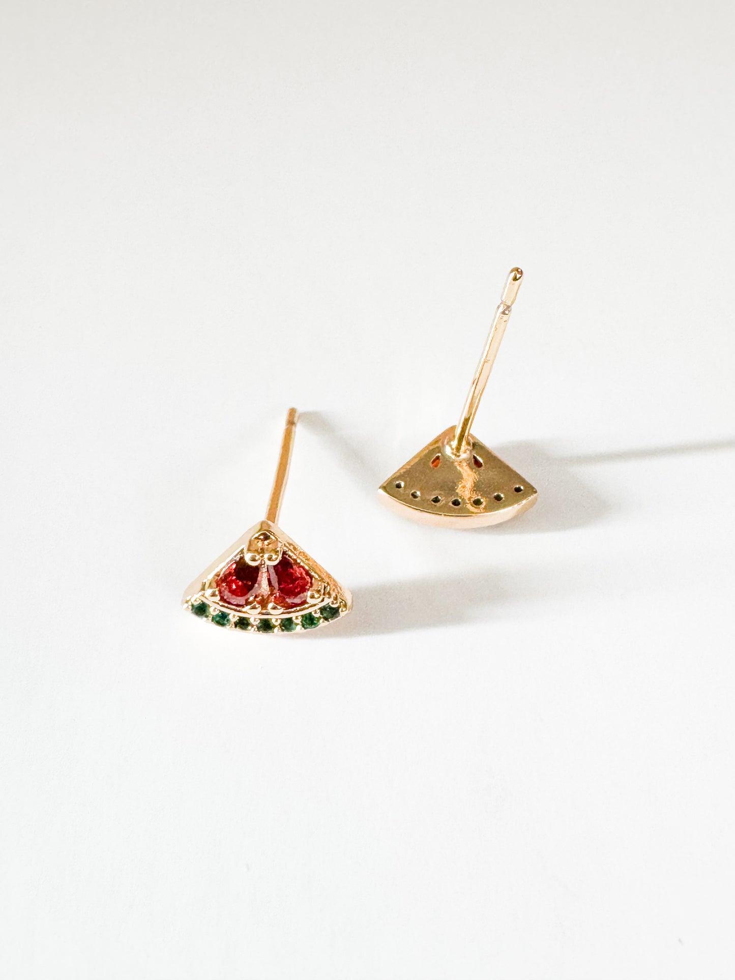 mini cubic zirconia pave watermelon studs