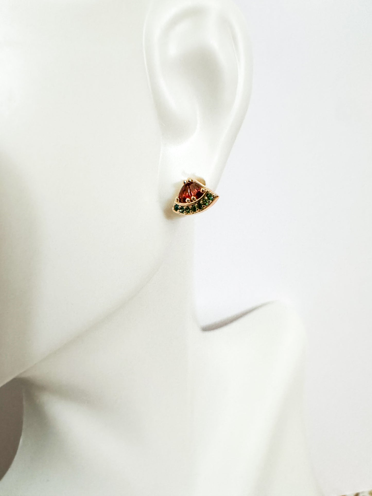 mini cubic zirconia pave watermelon studs