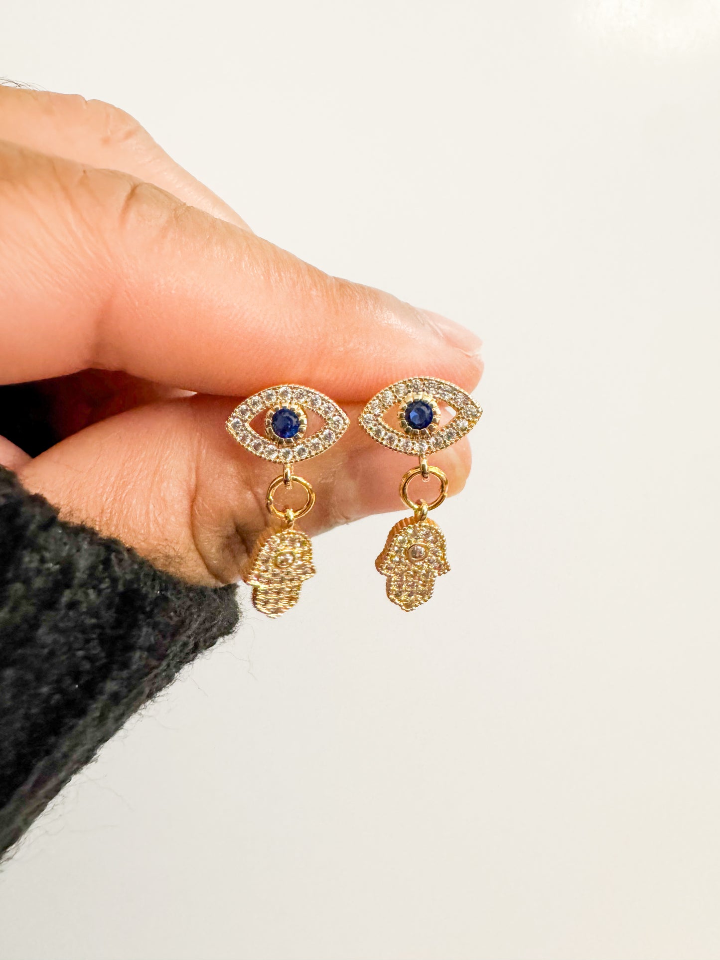 evil eye & hamsa hand earrings