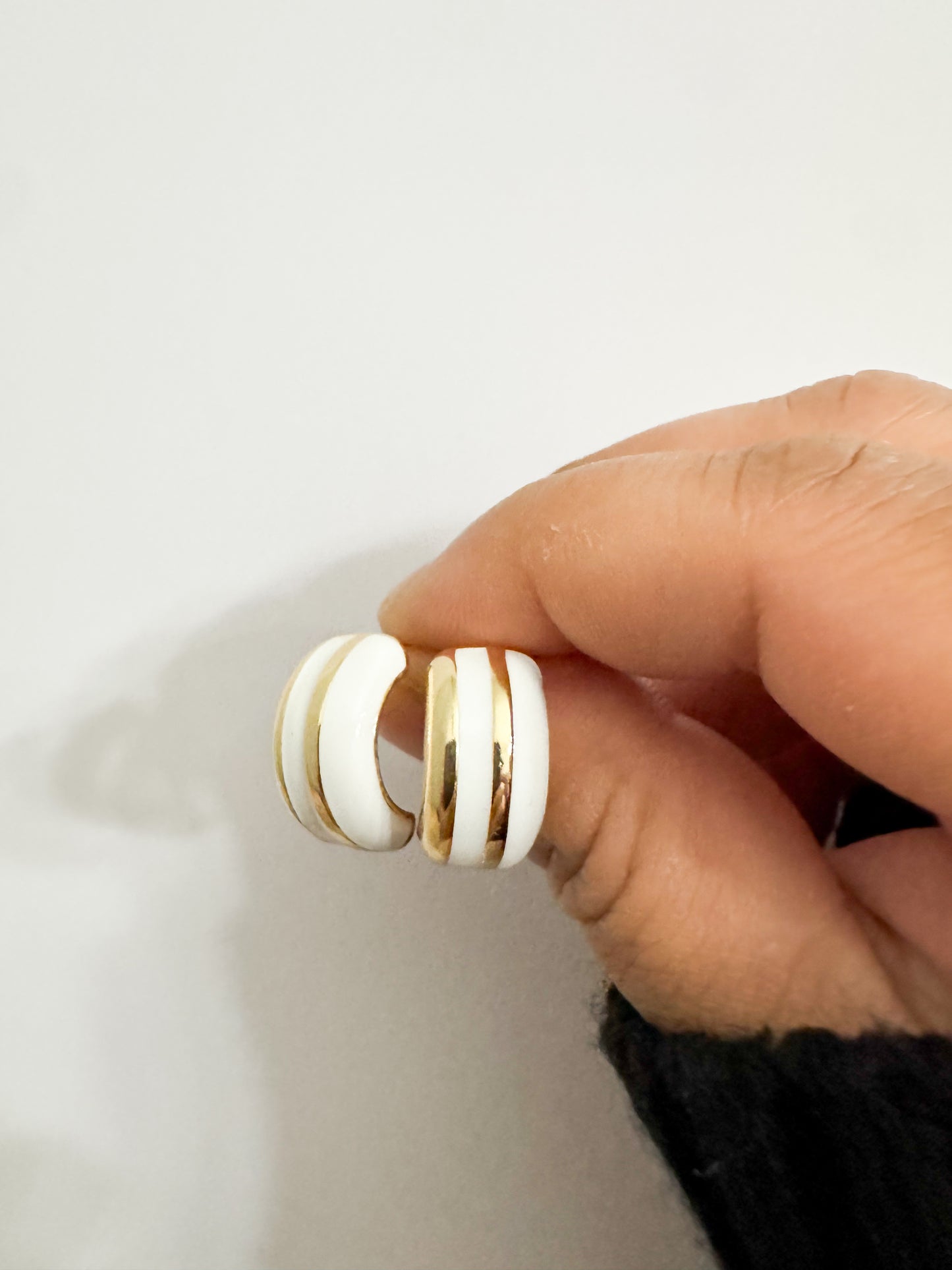 white enamel stud earrings