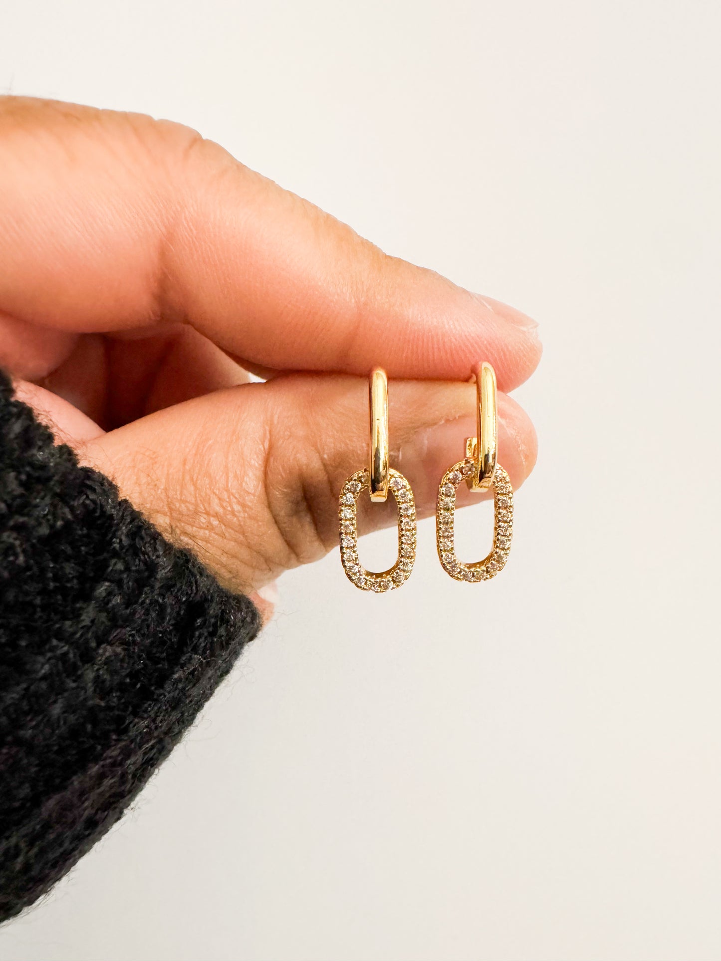 oval cubic zirconia pave earrings